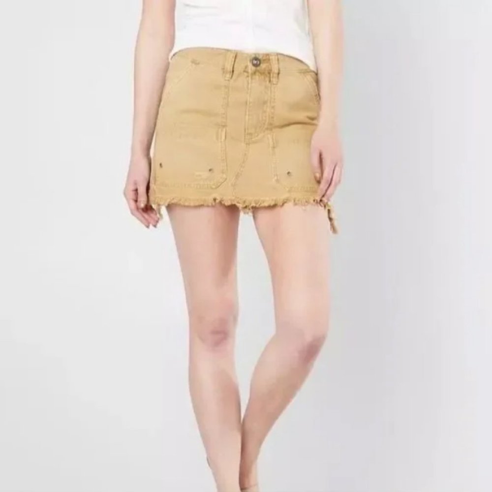 Free People cargo utility fringe mini skirt 24